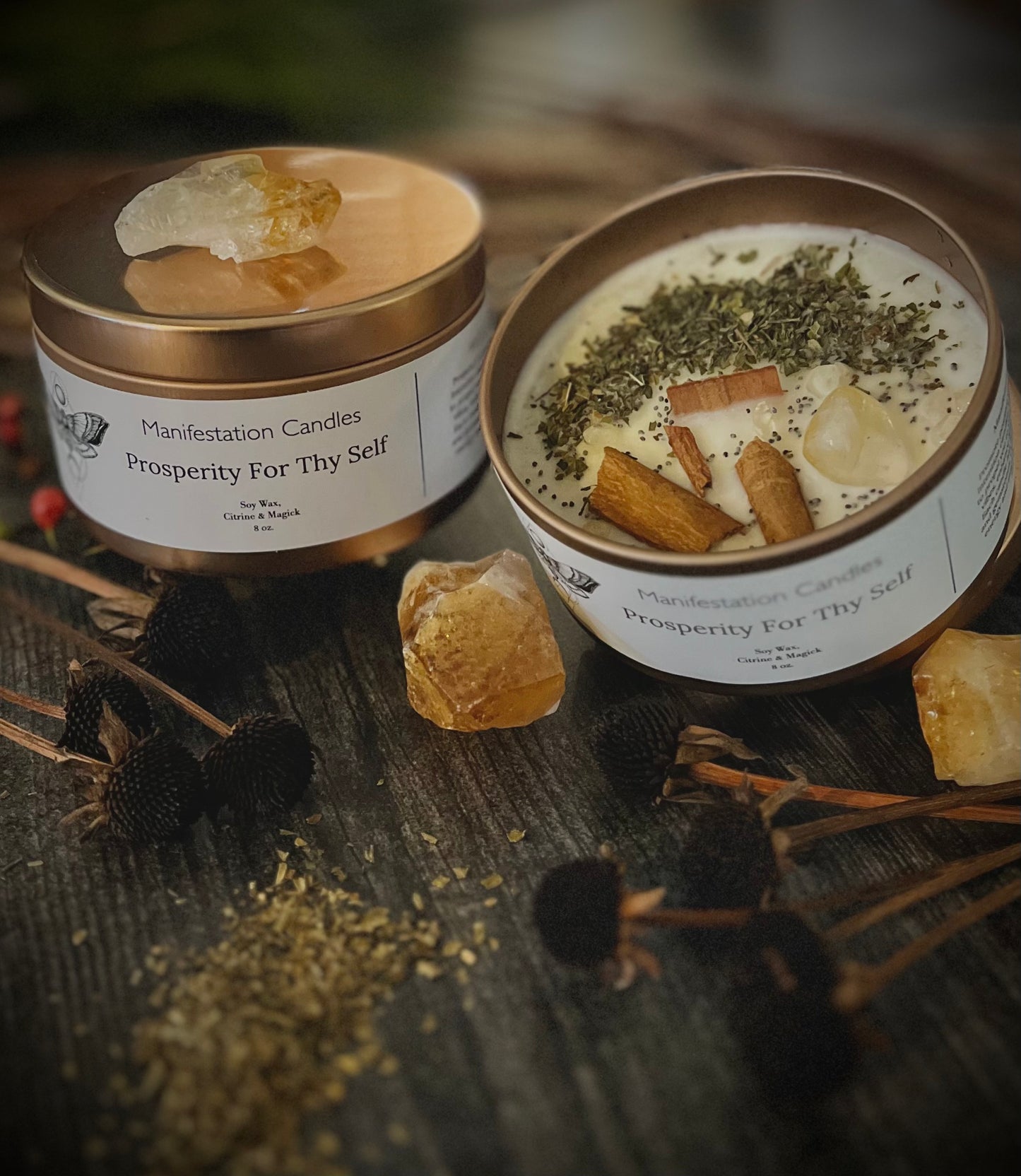 Prosperity For Thy Self Crystal Infused Manifestation Candle
