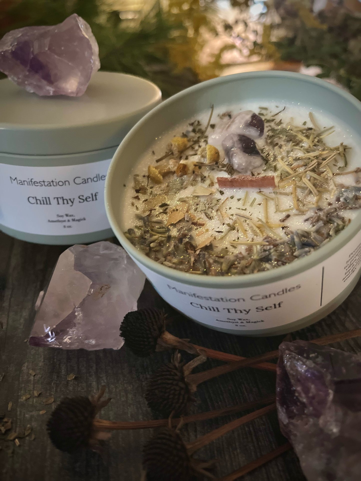 Chill Thy Self Crystal Infused Manifestation Candle