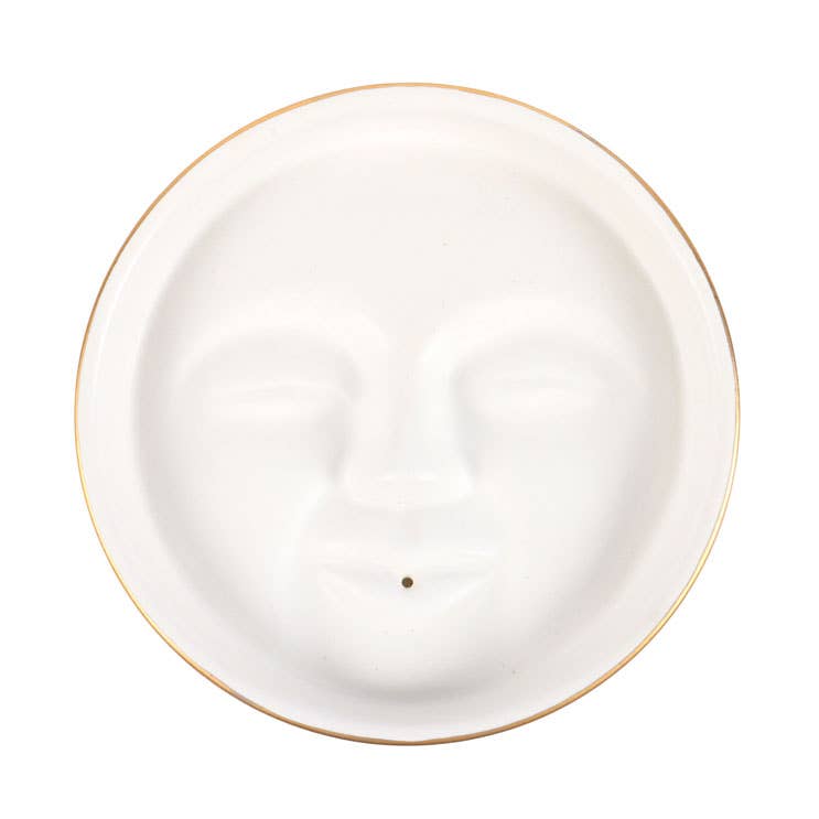 White Moon Face Incense Stick Holder