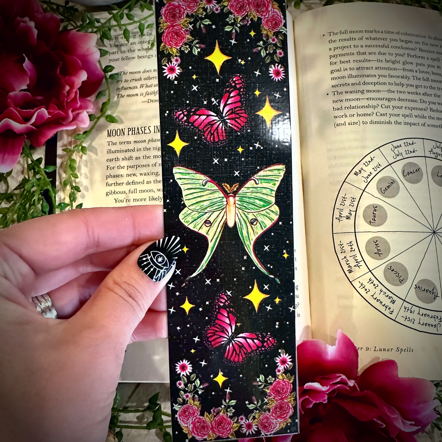 Witchy Luna Moth Bookmark