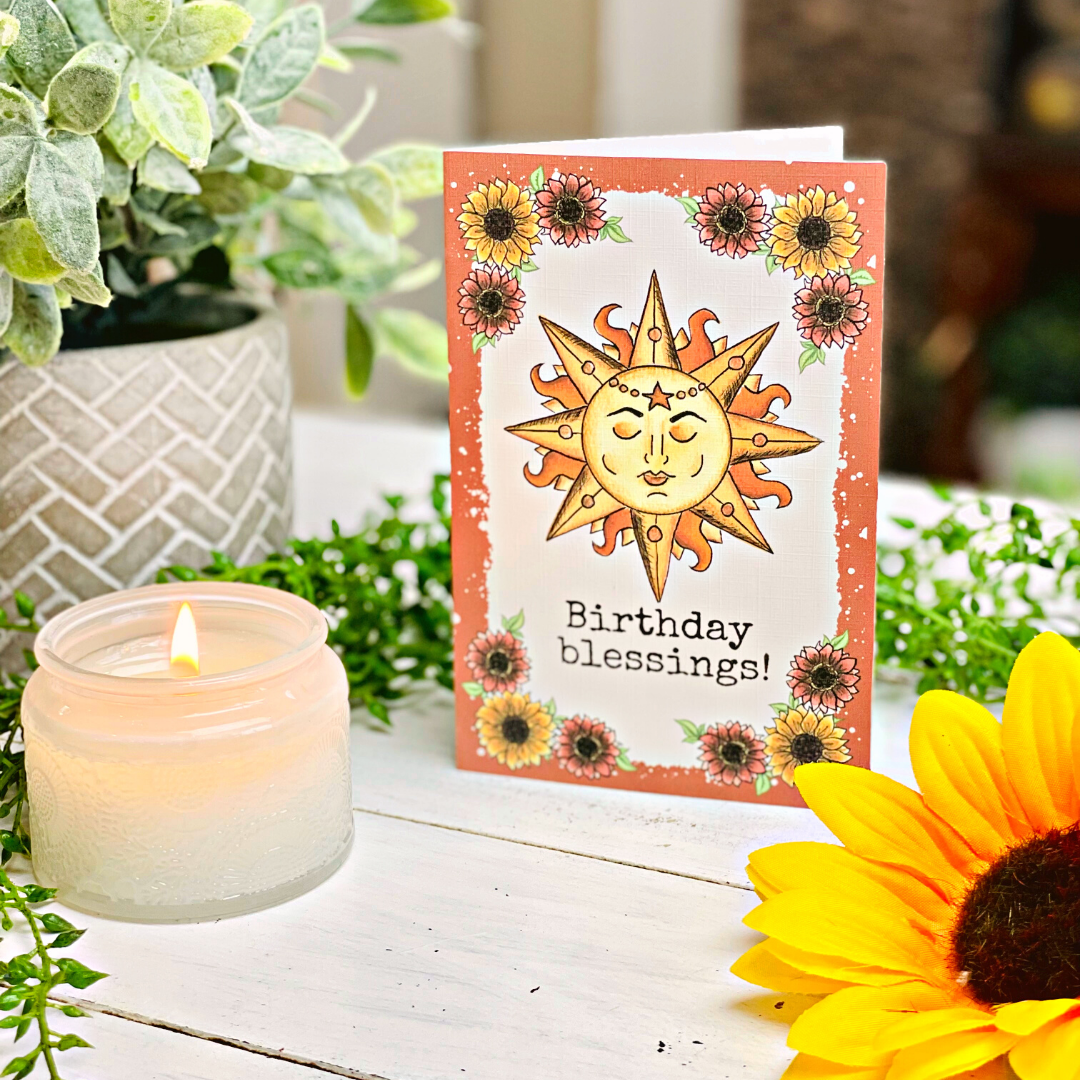 Birthday Card with Witchy Sun