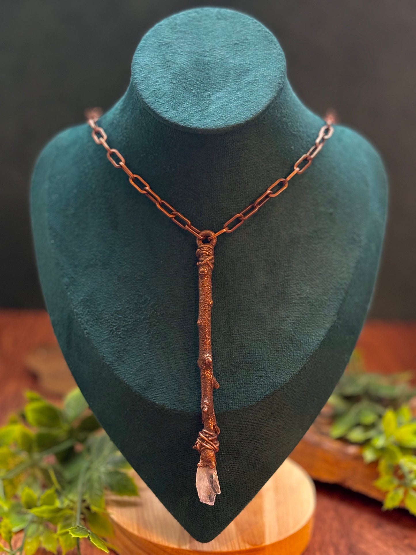 Amethyst Copper Wand Necklace