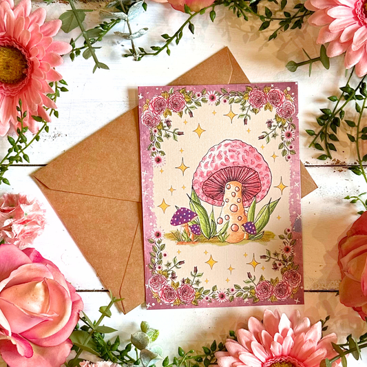 Witchy Magic Mushroom Blank Greeting Card