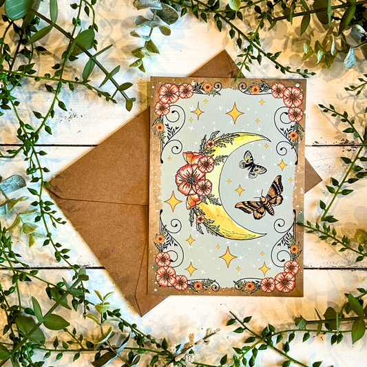 Witchy Moon Blank Greeting Card