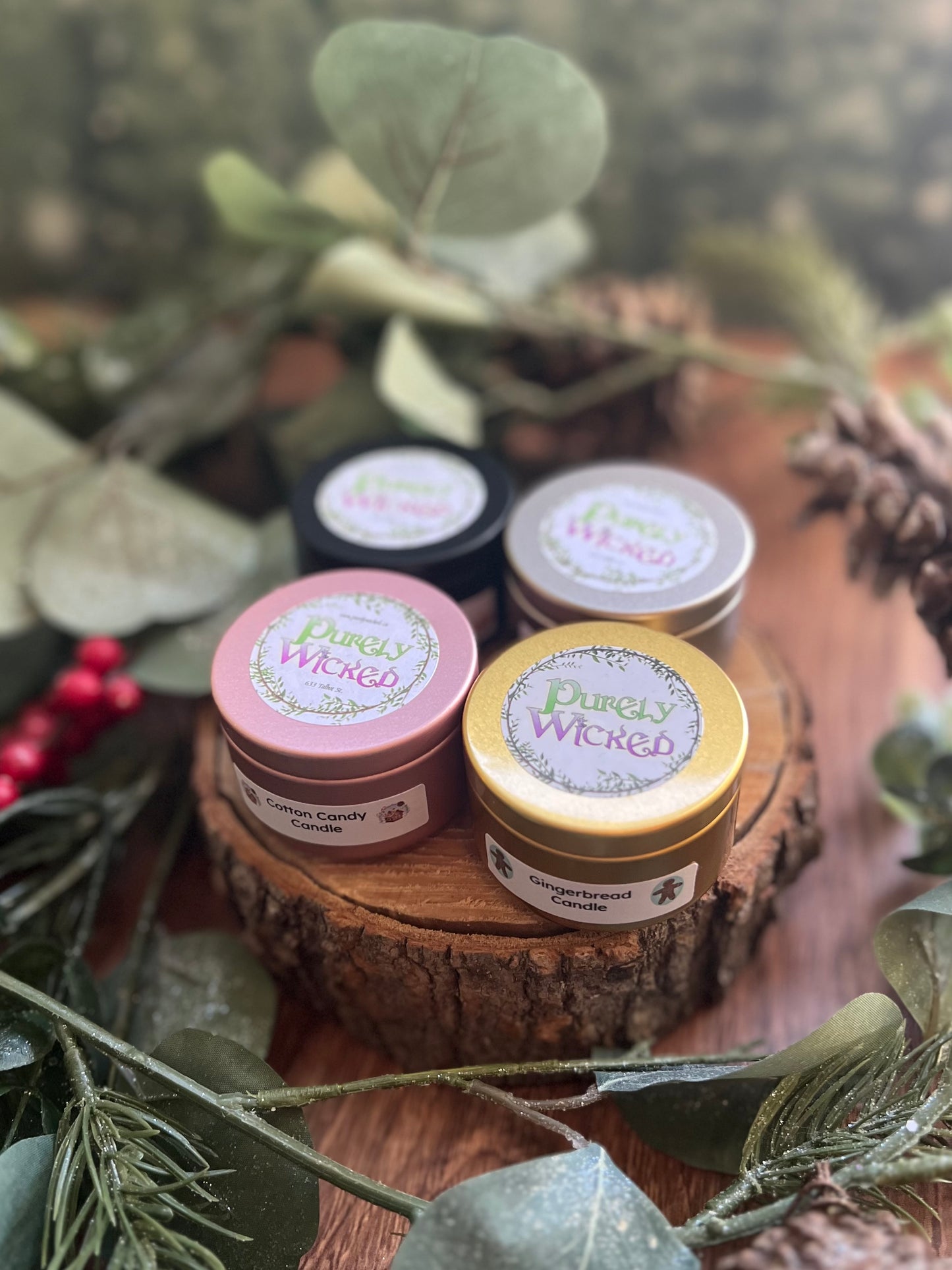 Holiday Wood Wick Mini Tin Candles - Purely Wicked