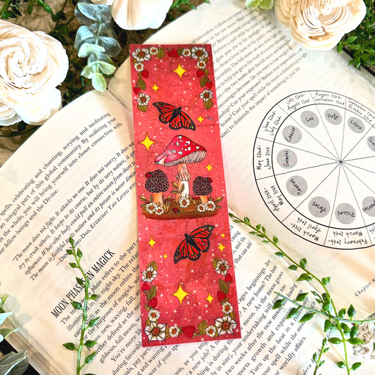 Cottagecore Mushroom Bookmark with Strawberries