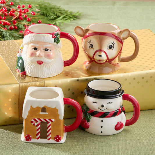 Santa's Retro Christmas 3-D Mug 18 oz
