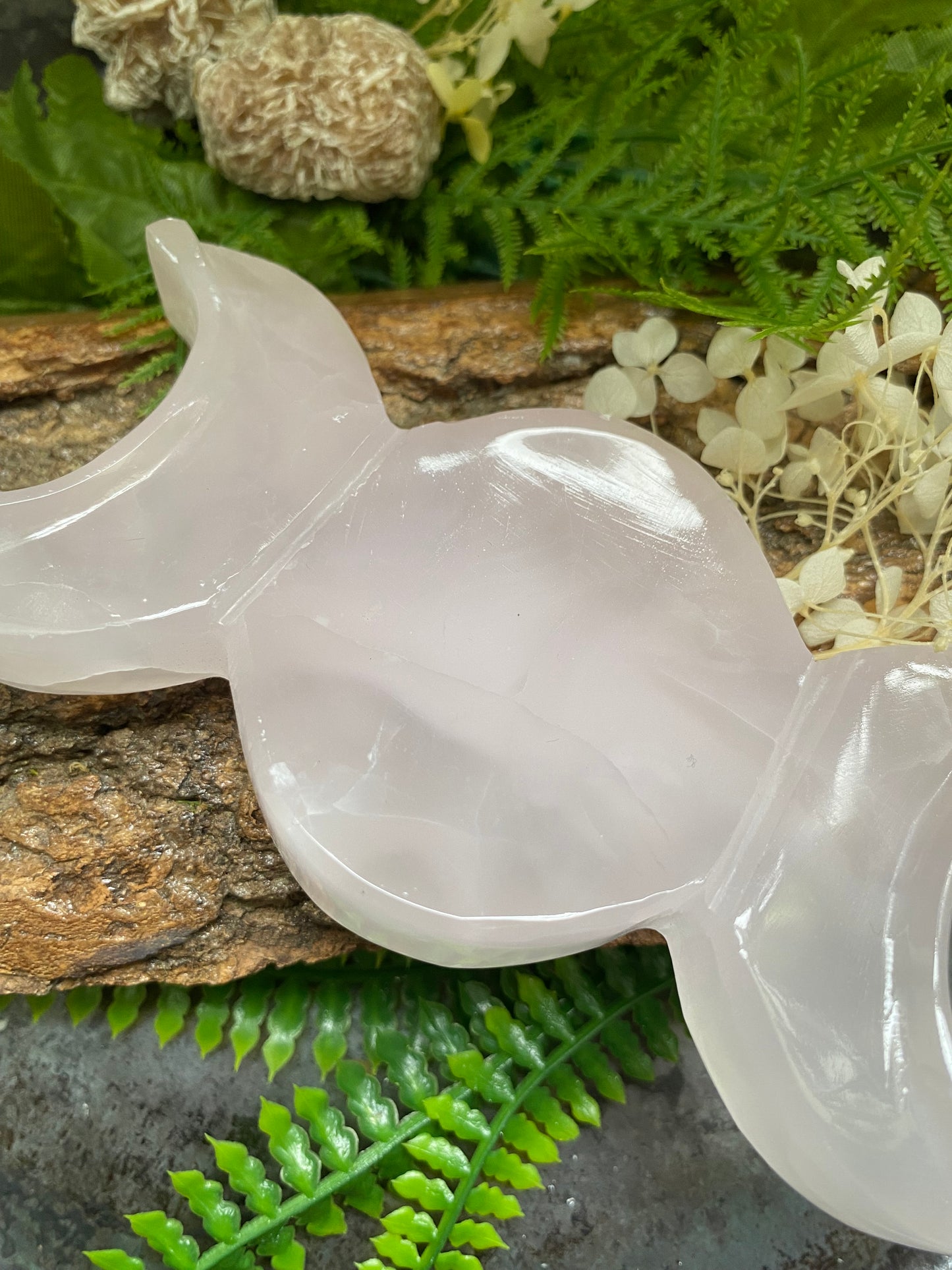 Offering Bowl - Pink Calcite Triple Moon