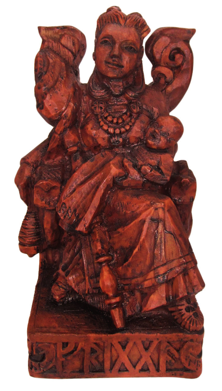Seated Frigga Statue Wood