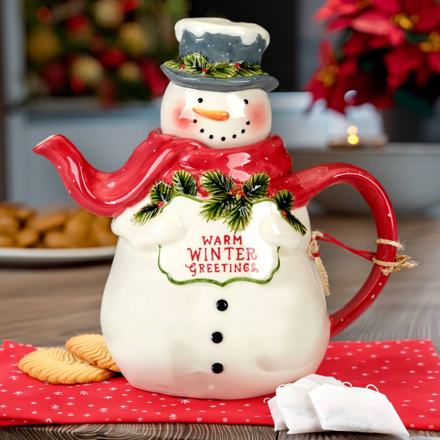 Snowman Greetings  Christmas 3-D Teapot - Snowman