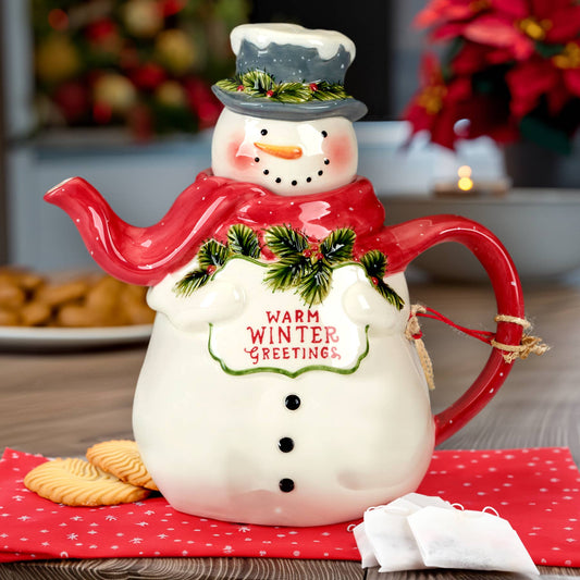 Snowman Greetings  Christmas 3-D Teapot - Snowman