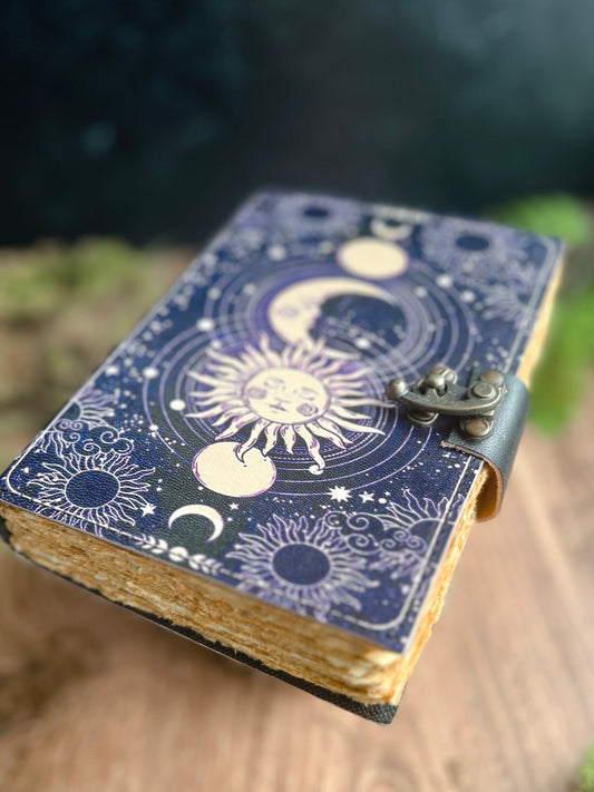 Sun & Moon Phase Leather Journal - 7x5