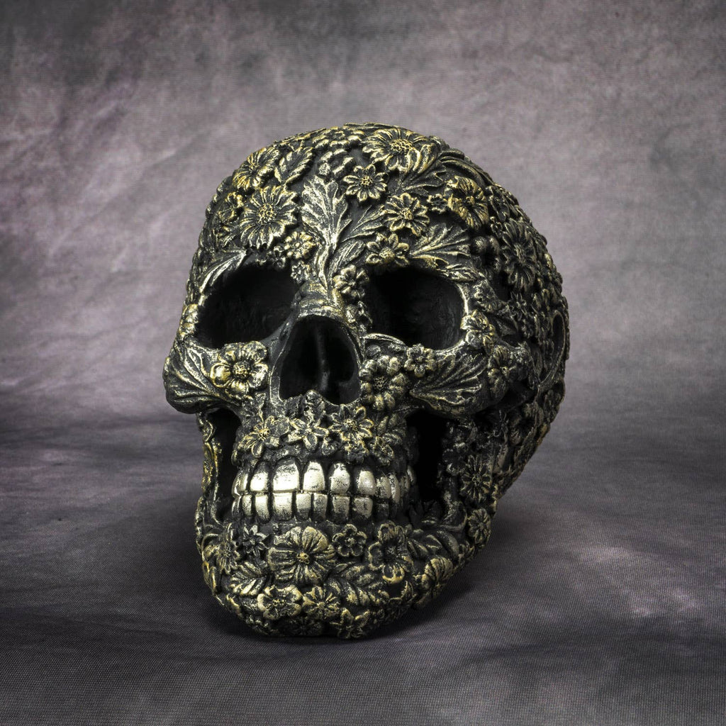 Day of the Dead Floral Skull - black/Gold