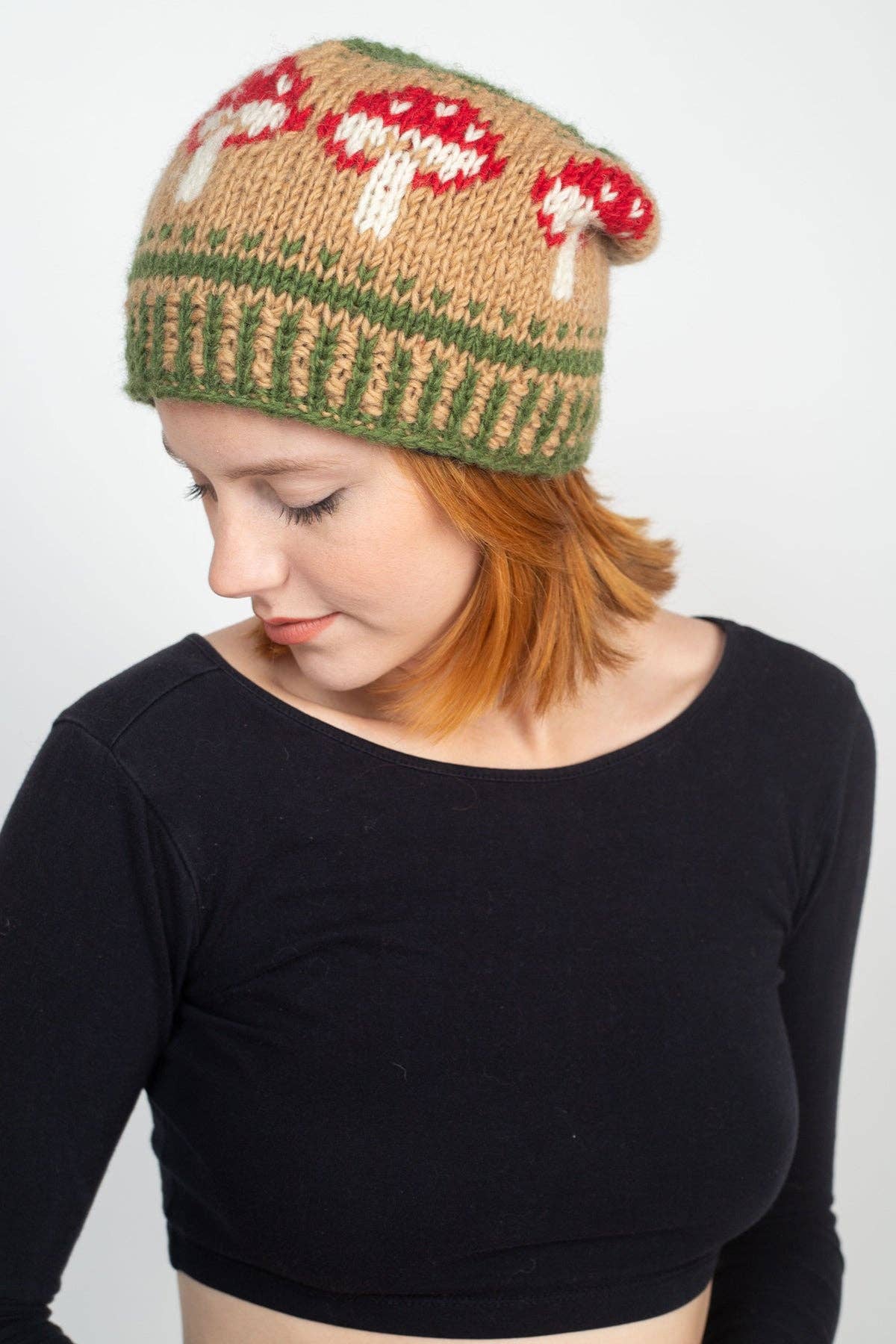 Wild Mushroom Slouchy Beanie: Olive