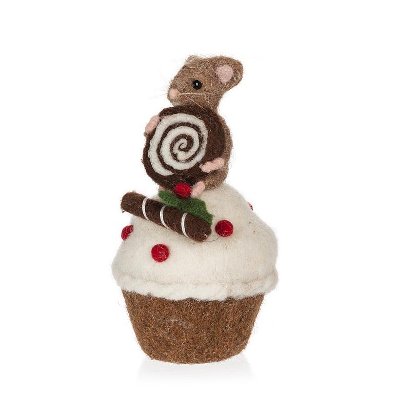 Mouse with Christmas Cupcake Decor