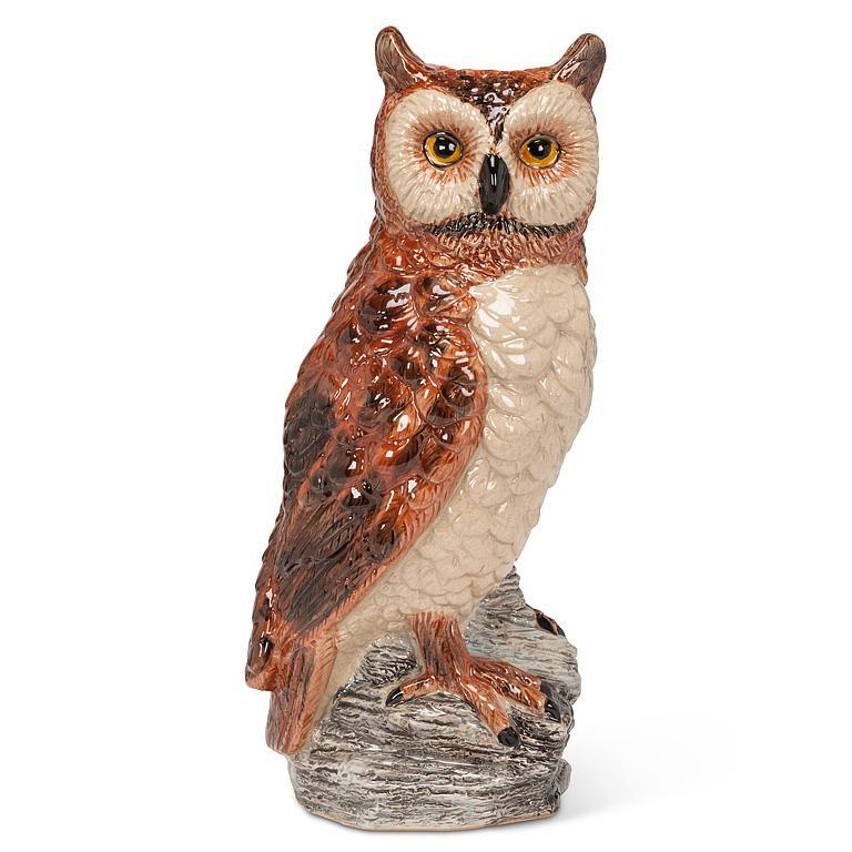 Tall Horned Owl Vase 12"