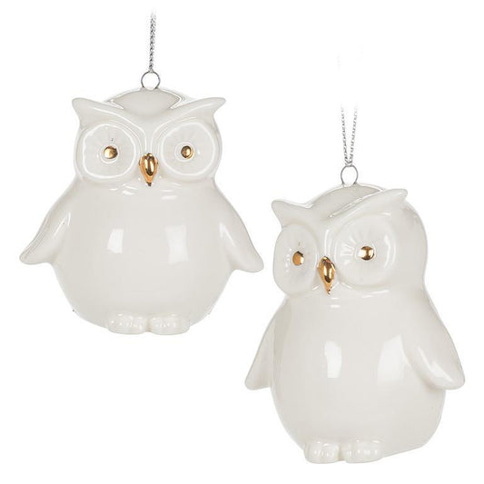 White & Gold Owl Ornament (2 Styles)