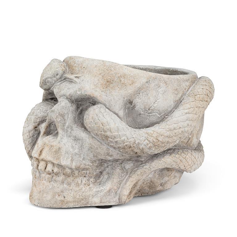 Skull Planter with Snake 4.5" Tall