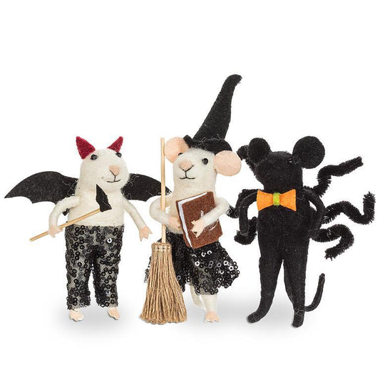 Mice Ornaments in Halloween Costumes - White & Black (Assorted)