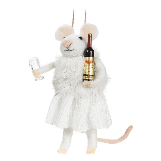 Winter Mouse with Wine Ornament