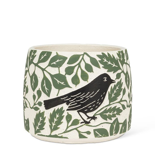 Crow & Leaves Planter 7.5"