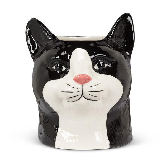 Cat Planter Black & White 5"