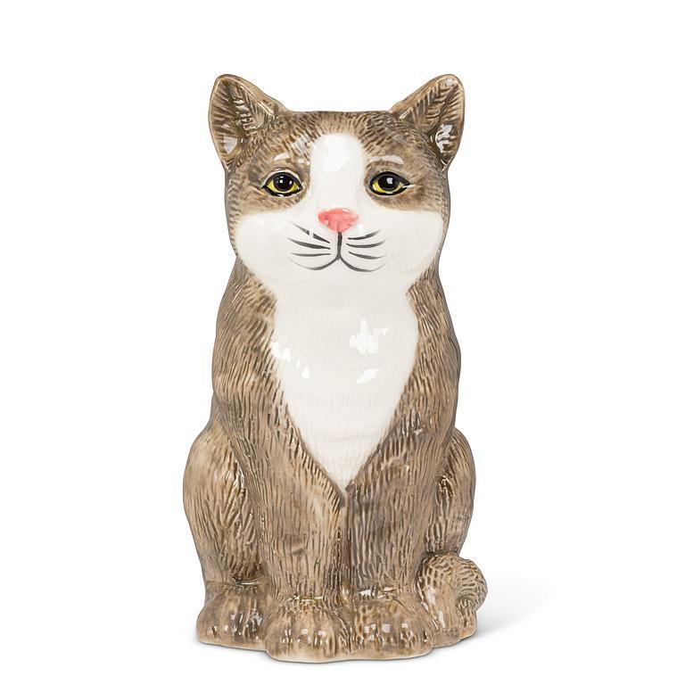 Sitting Tabby Cat Vase 8"
