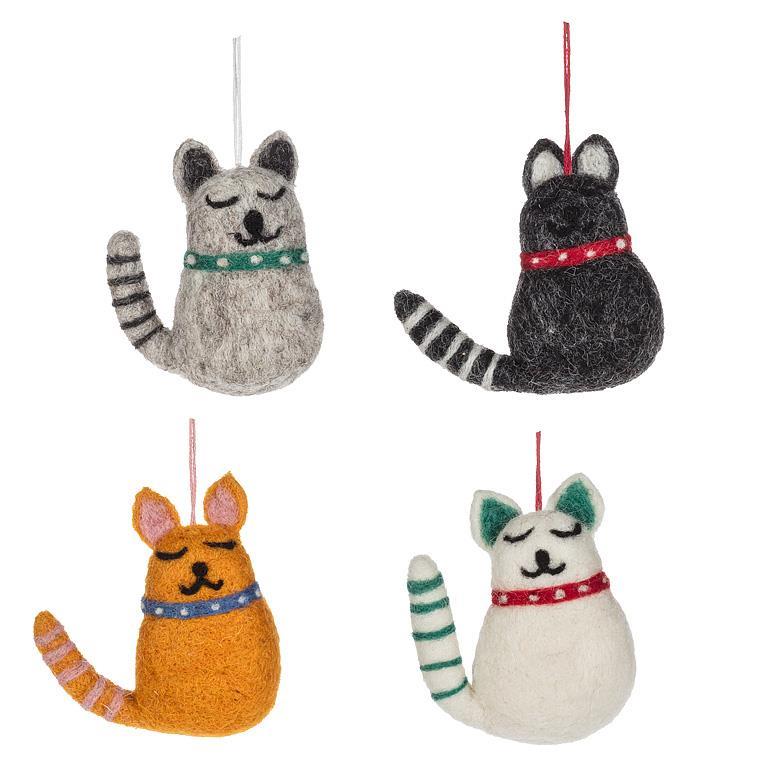 Fair Trade Smiling Cat Ornament (4 Colours)