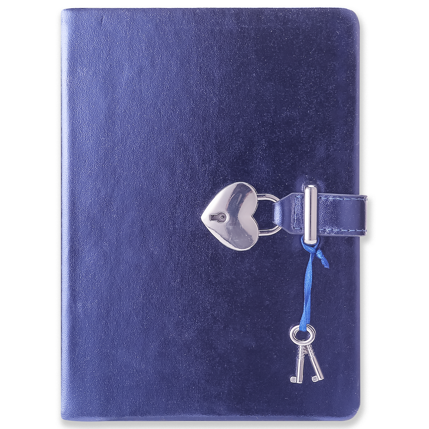 "Hush-Hush" Heart Lock Diary - Metallic Blue Leather