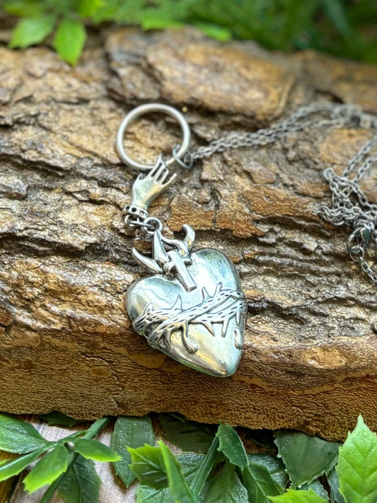 Silver Sacred Heart Necklace