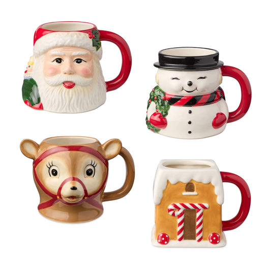 Santa's Retro Christmas 3-D Mug 18 oz