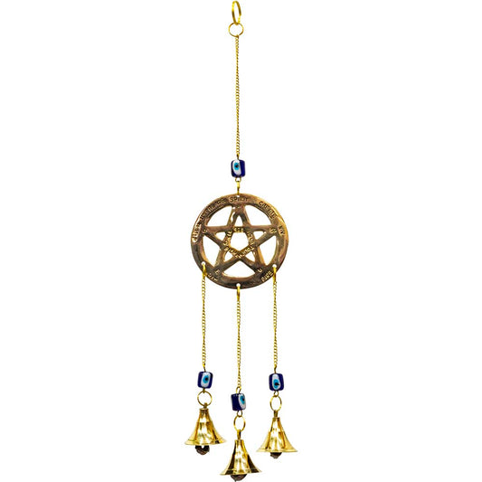 Brass Hanging Triple Bells Pentacle
