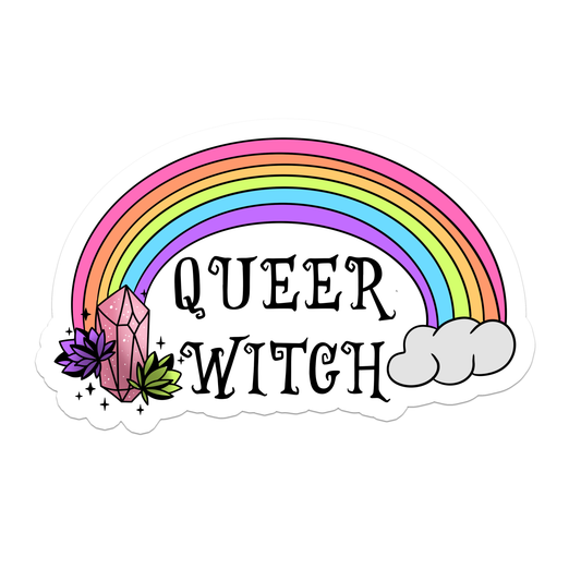 Queer Witch | Rainbow | LGBTQ | Waterproof Sticker | 3": No
