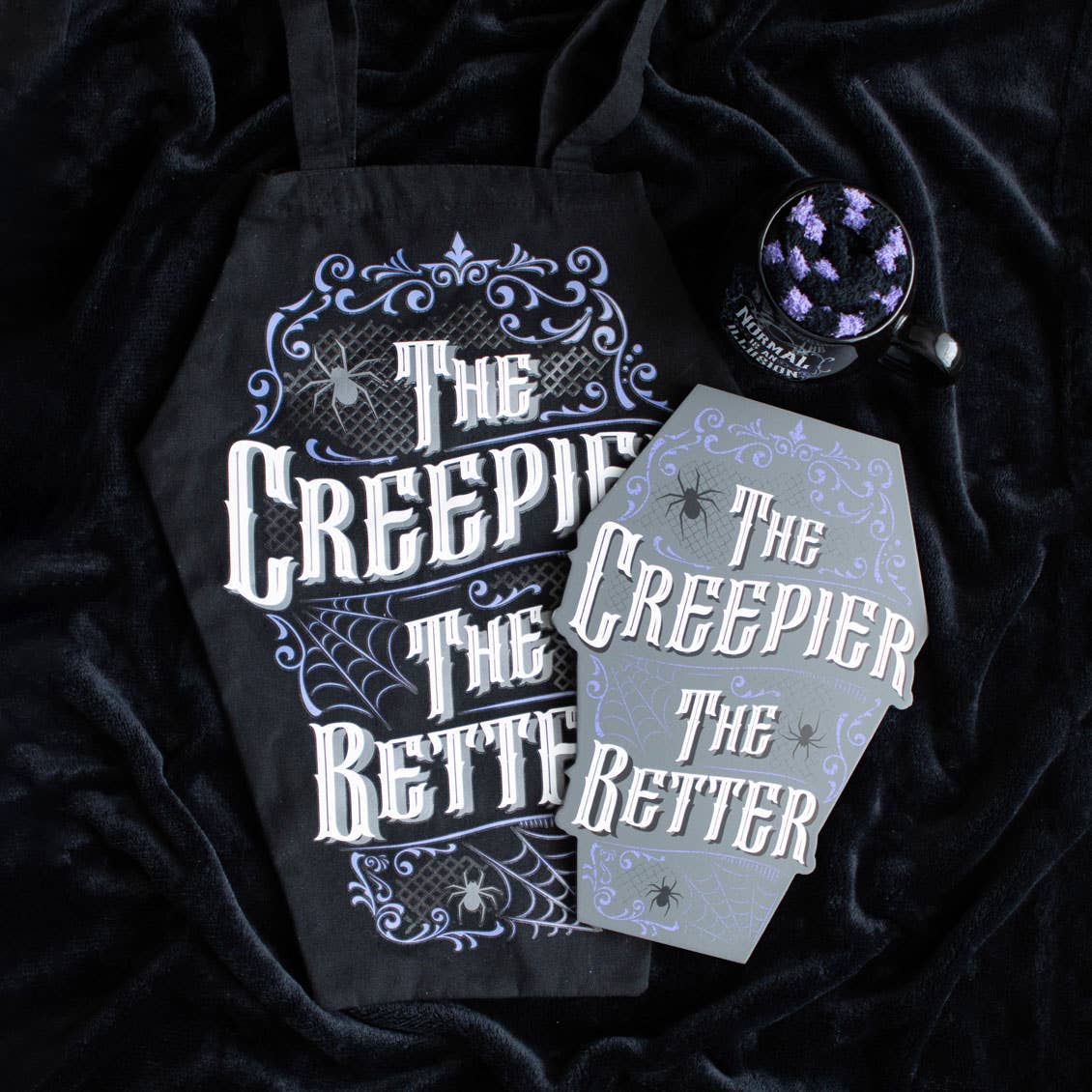 Gothic The Creepier the Better Coffin Shaped Tote Bag