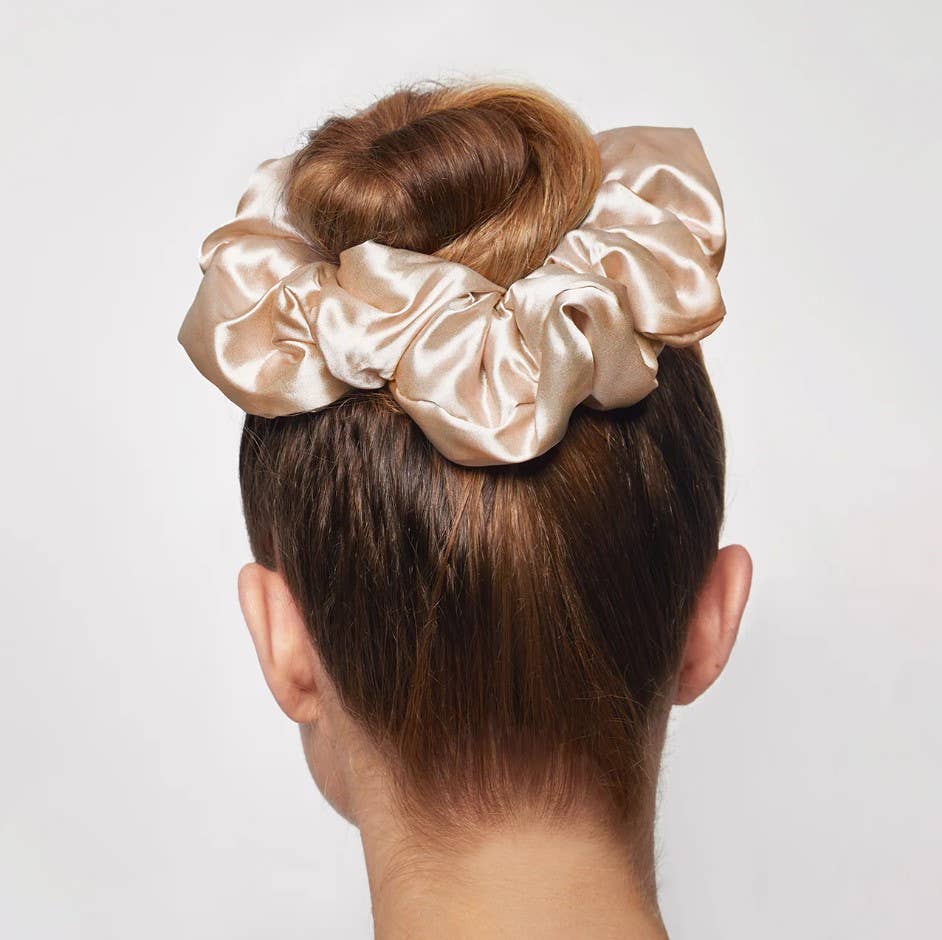 Holiday Satin Pillow Scrunchie - Champagne