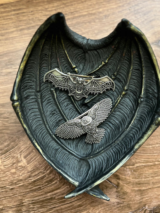 Metal Hair Clips - Owl - Death Moth - Luna Moth - Bat