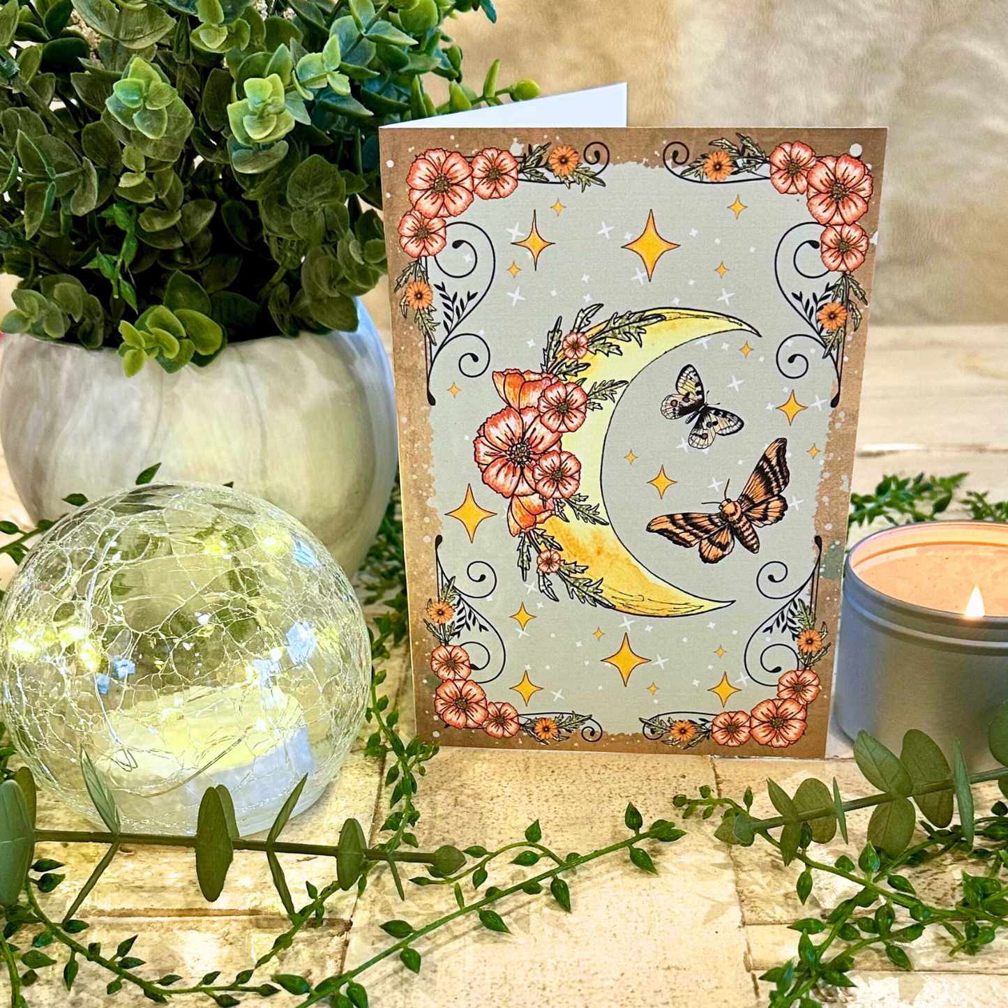 Witchy Moon Blank Greeting Card