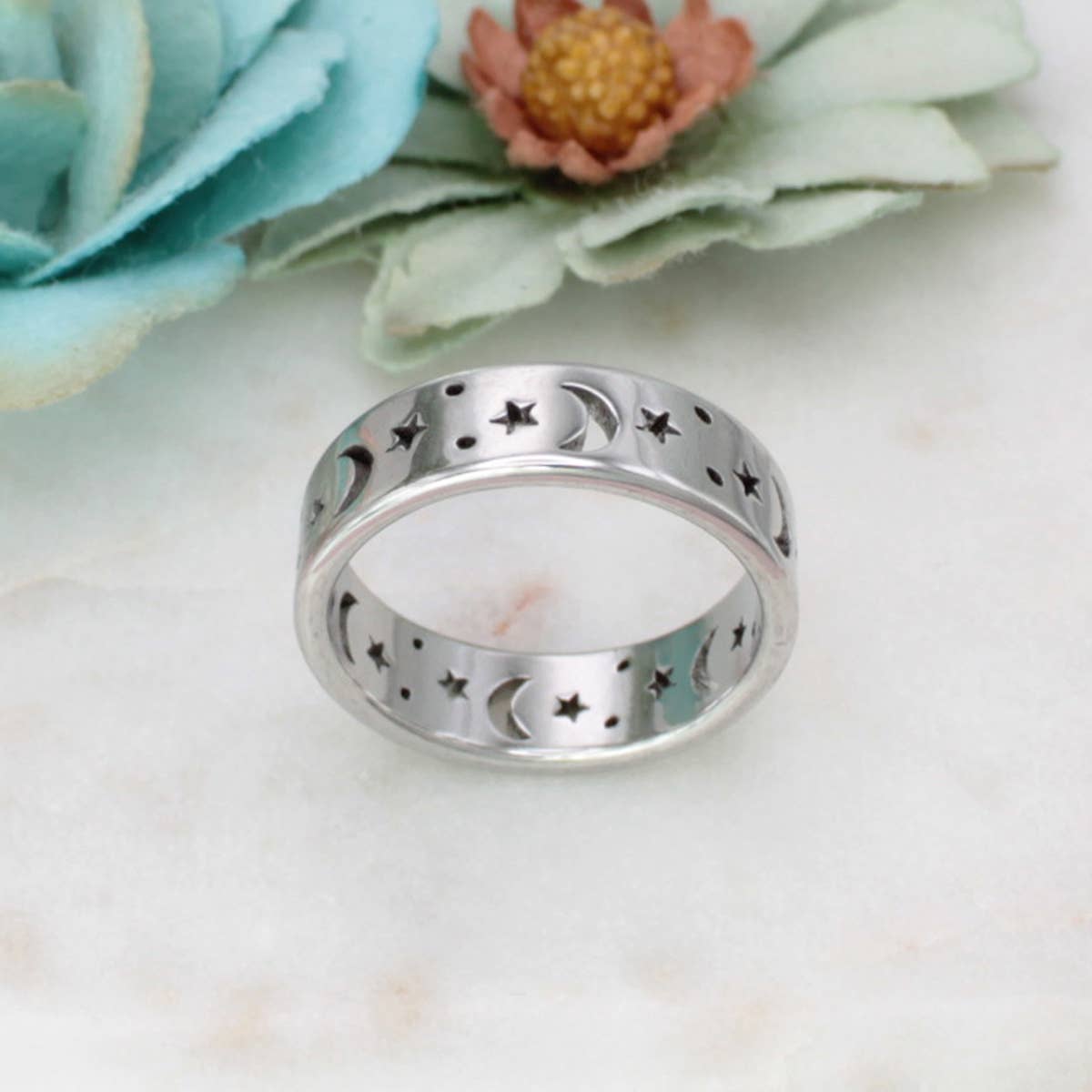 Celestial Dream Moon Star Band Ring