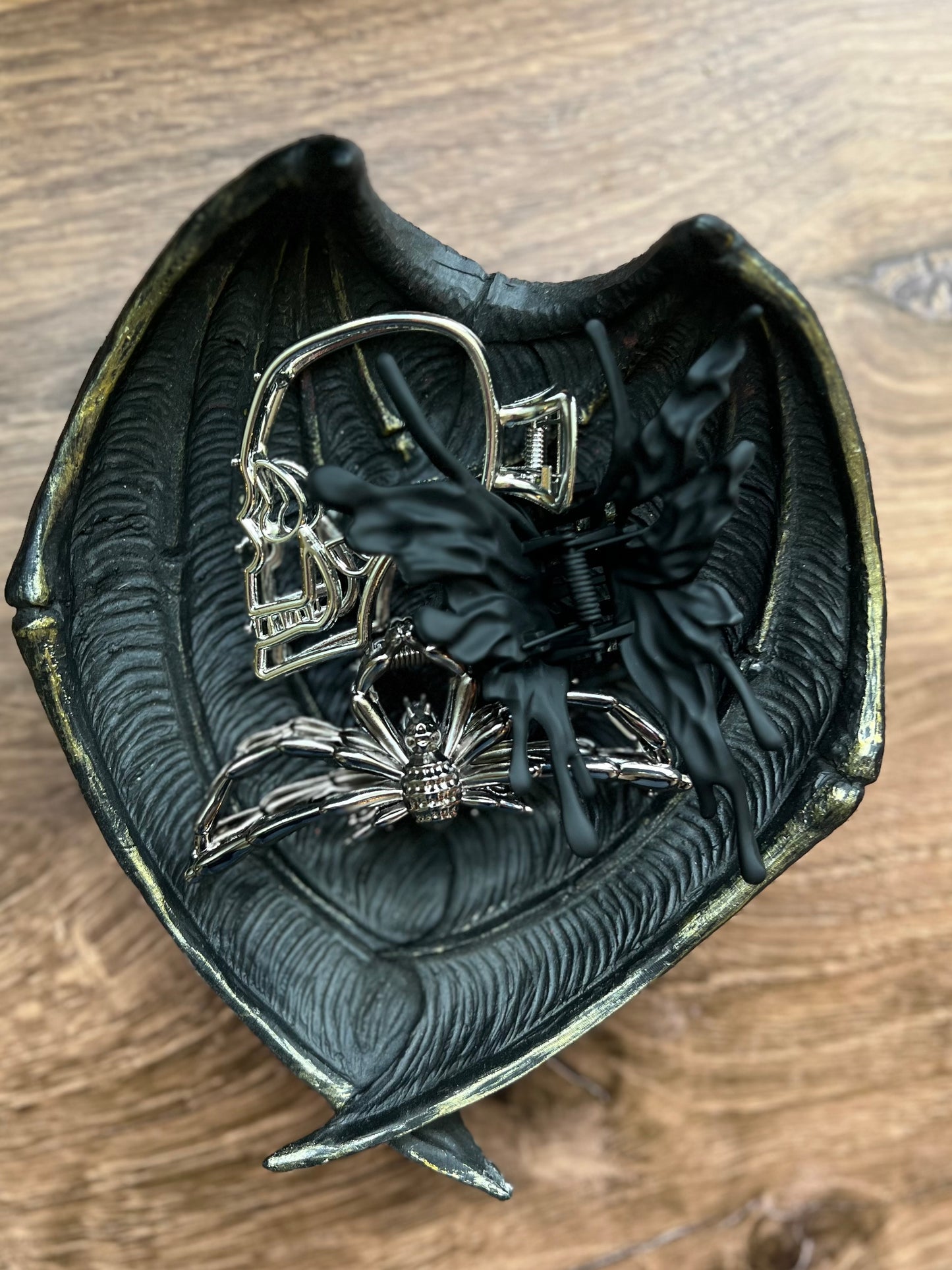 Large Metal Hair Clips - Skull - Spider - Black Moth - Butterfly