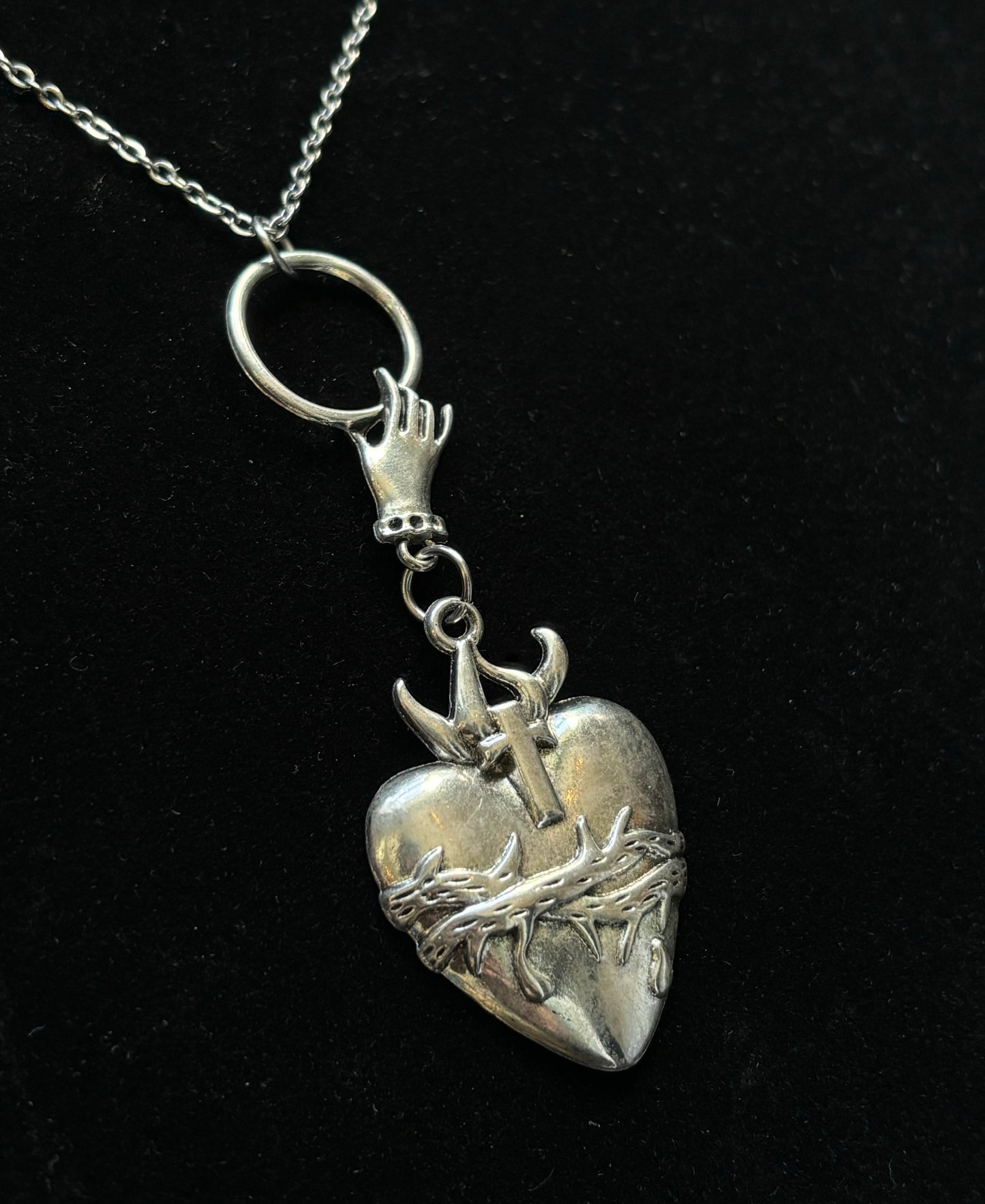 Silver Sacred Heart Necklace