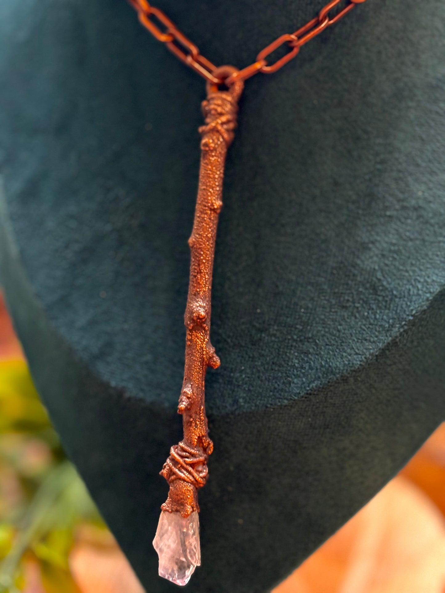 Amethyst Copper Wand Necklace