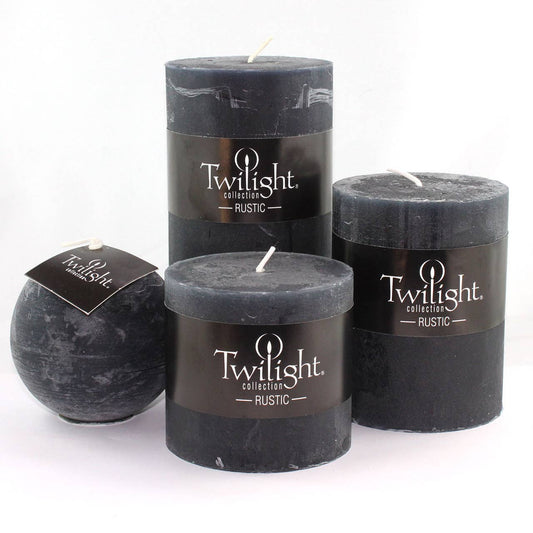 Black Rustic Pillar Candles | 3 Inch: 3"Ø x 4"H Pillar