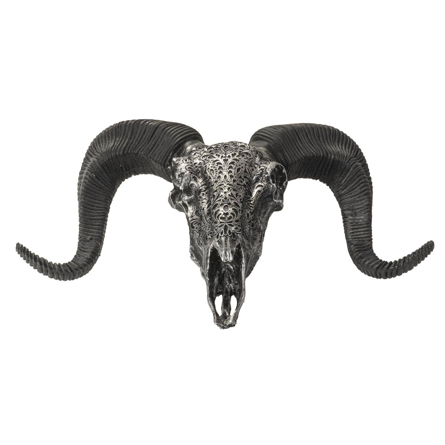 Carved Silver Ram Decorative Skull