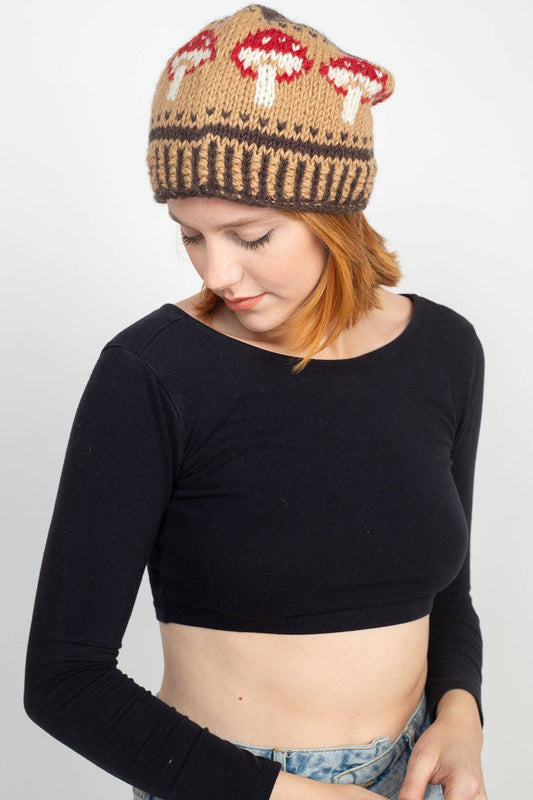 Wild Mushroom Slouchy Beanie: Brown