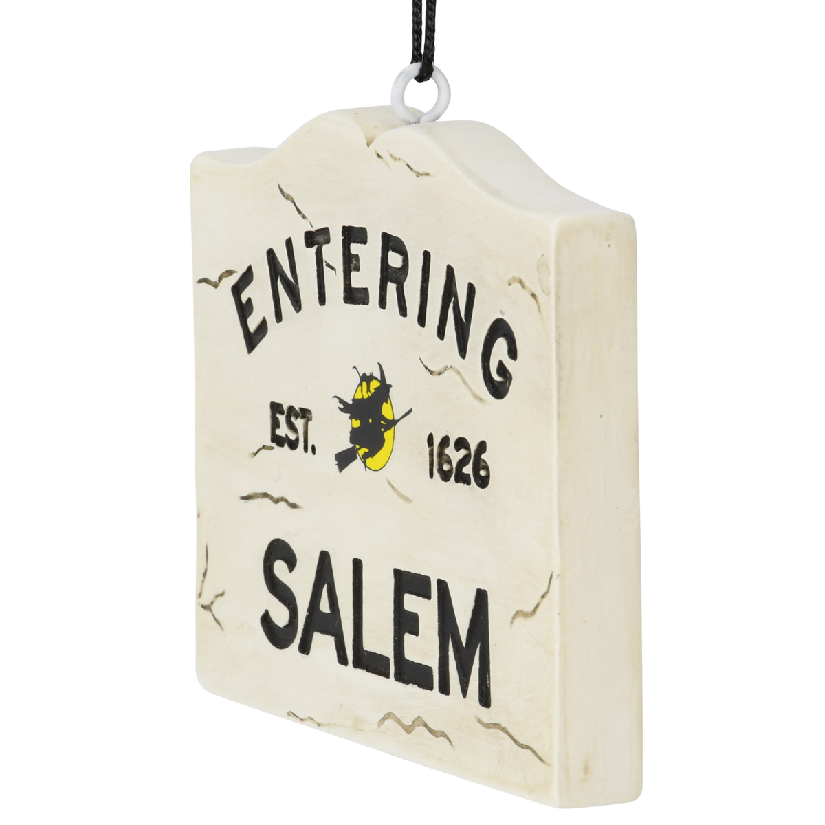 Entering Salem Sign with Witch Halloween Ornament