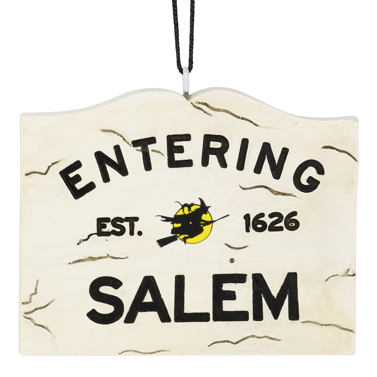 Entering Salem Sign with Witch Halloween Ornament