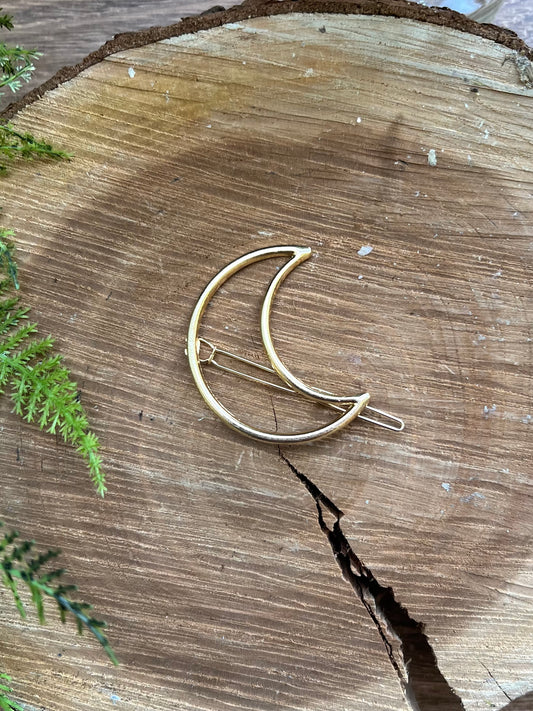 Gold Crescent Moon Hair Clip