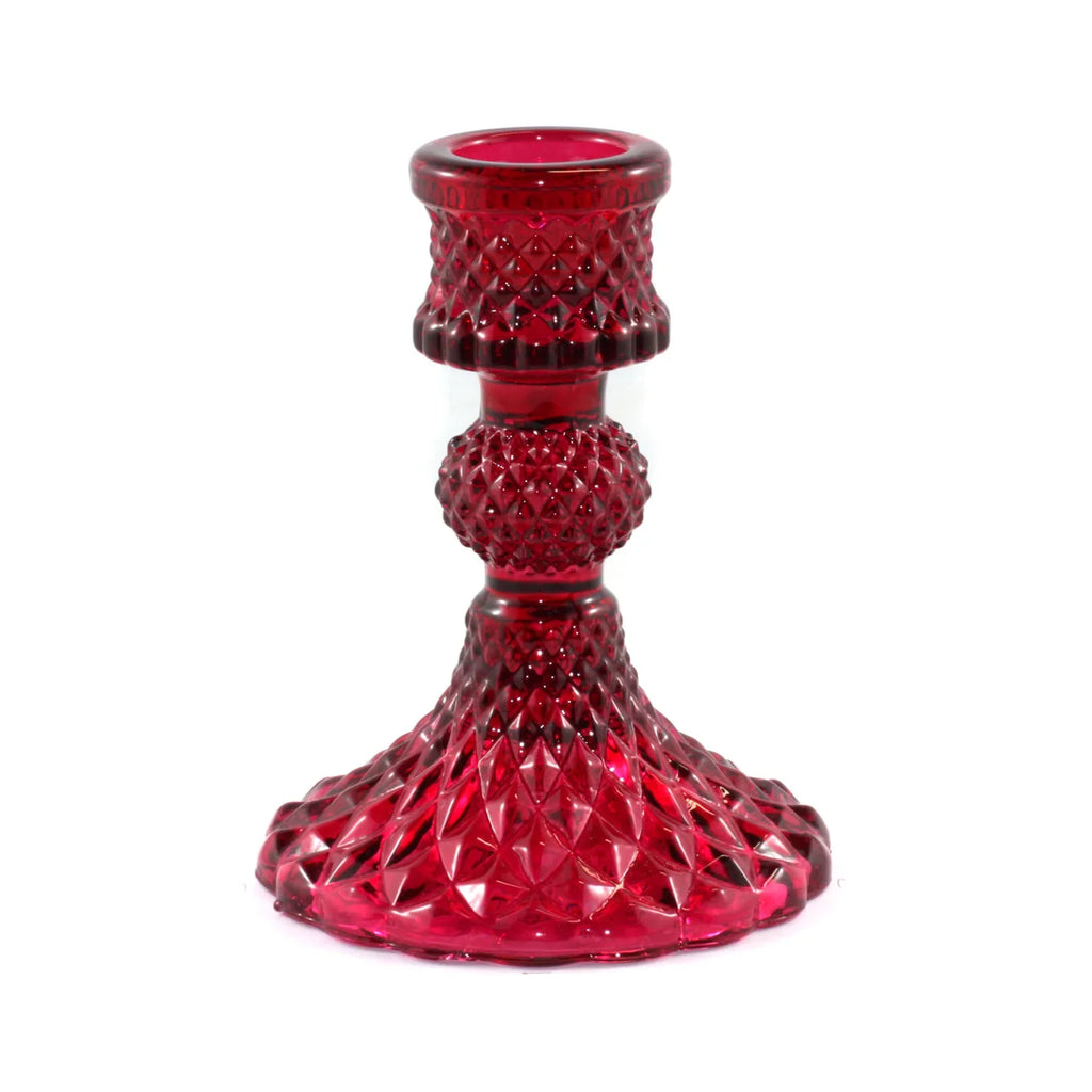 Small Glass Taper Candle Holder - Bordeaux