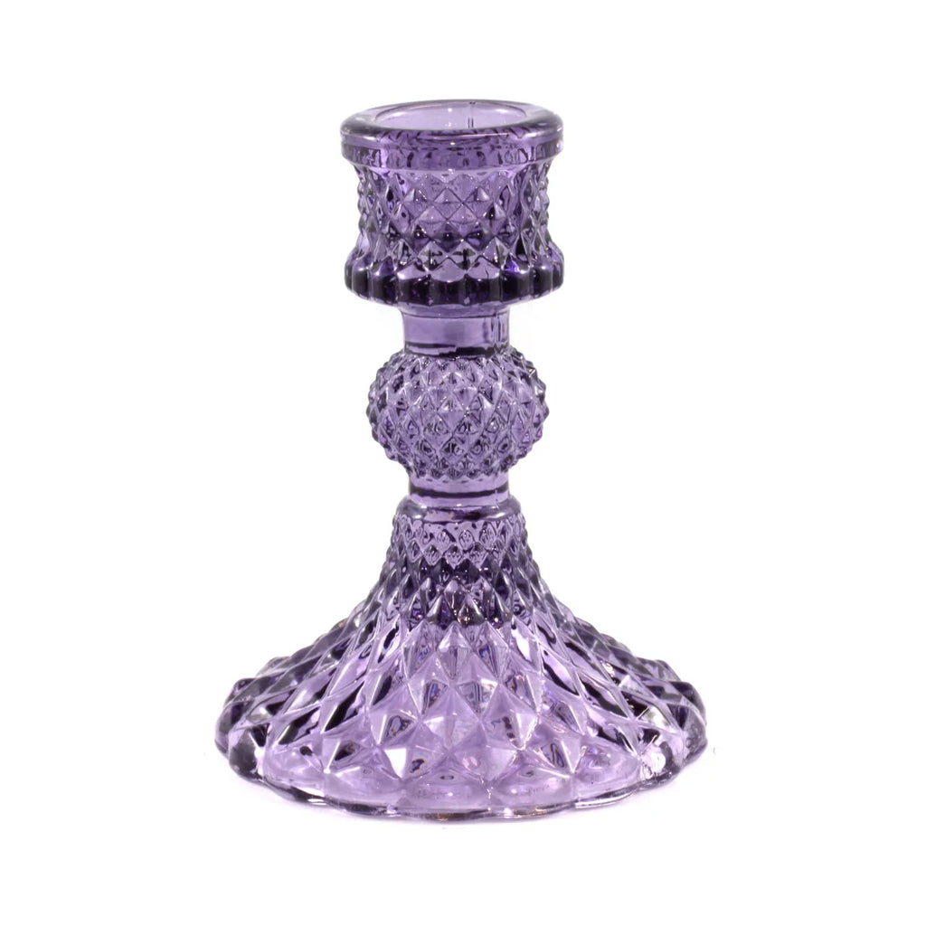 Small Glass Taper Candle Holder - Violet