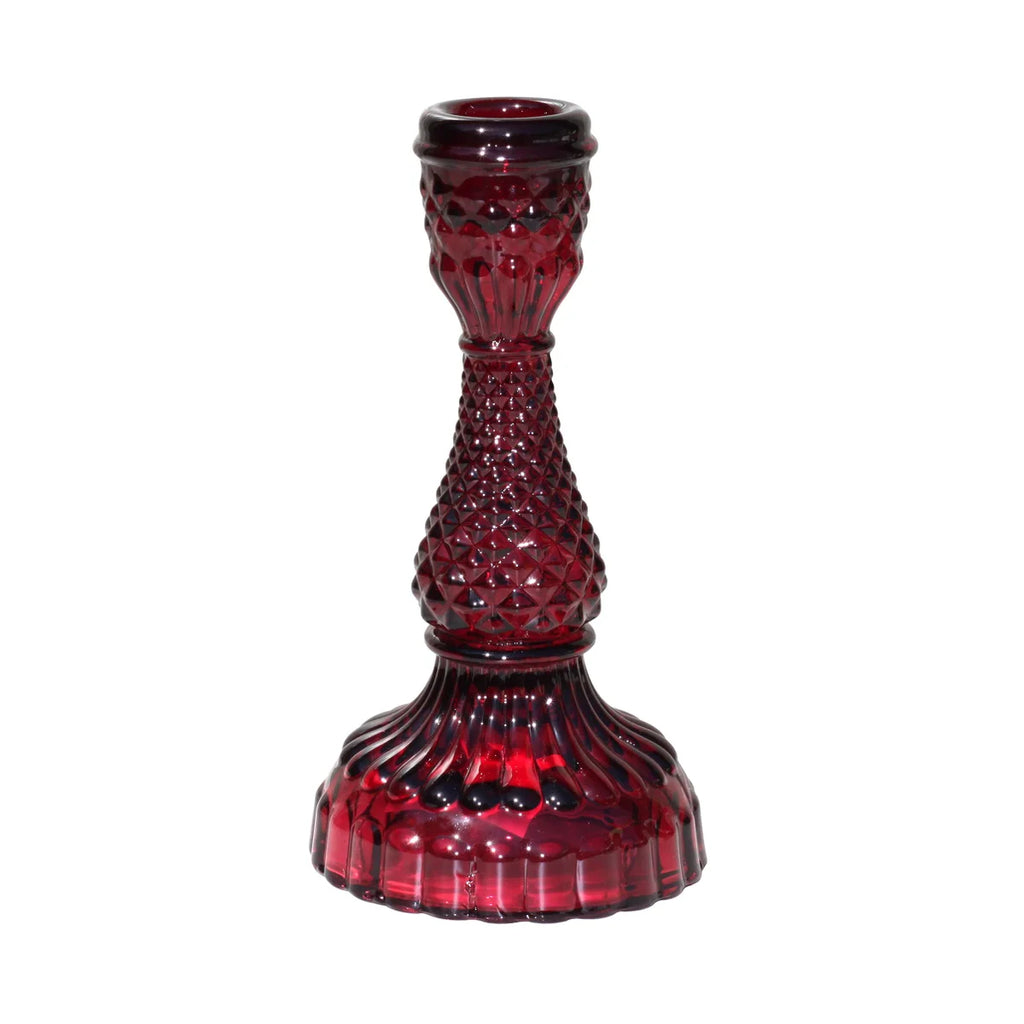 Large Glass Taper Candle Holder - Bordeaux